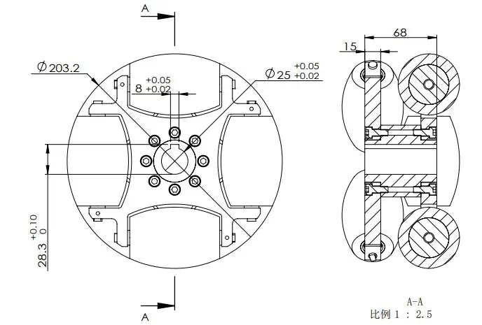 Roue omnidirectionnelle industrielle robuste de 203 mm NW203C - Cliquez pour agrandir