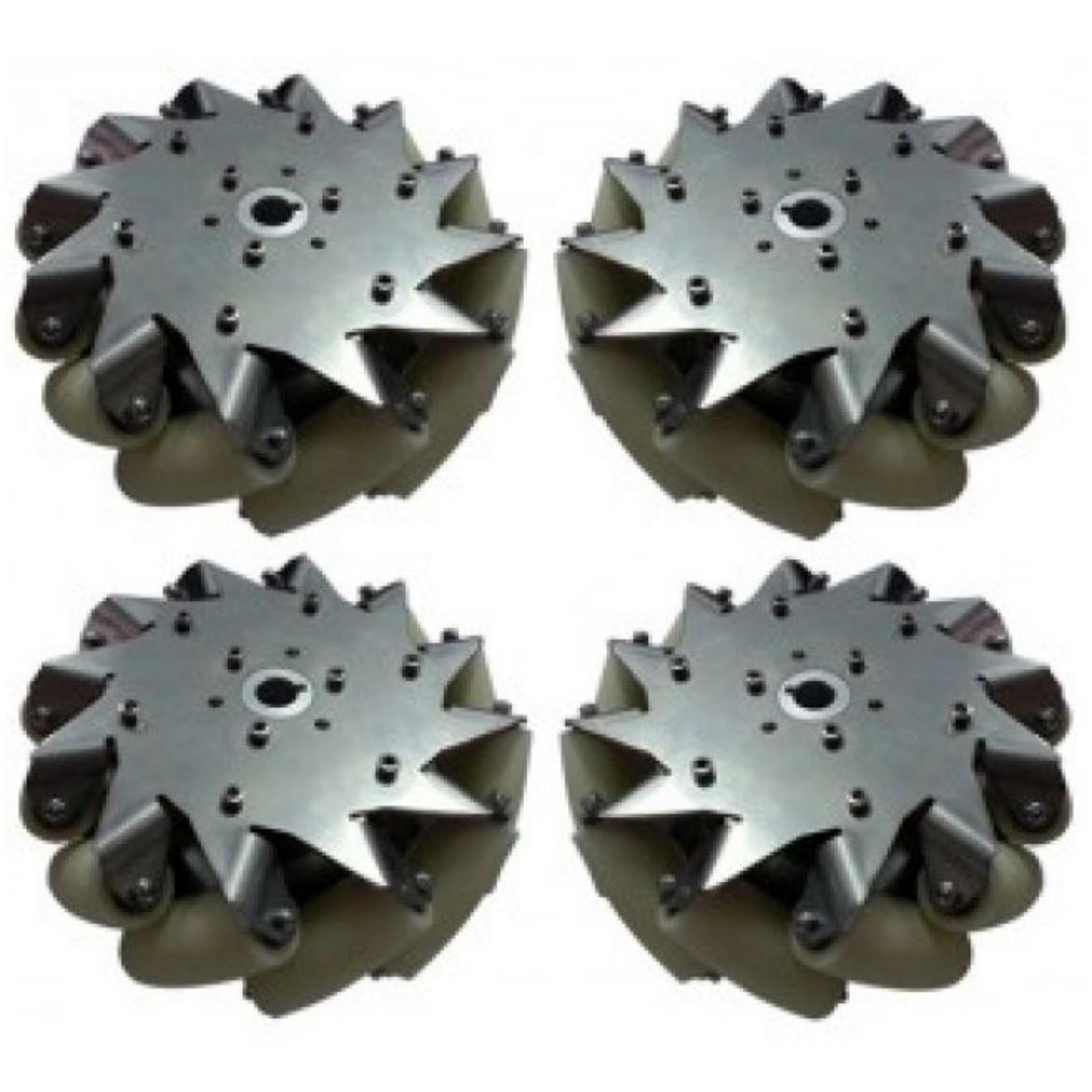 Jeu de roues Mecanum en acier de 203 mm (2 x droite, 2 x gauche)