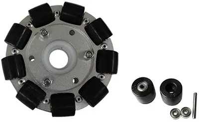 100mm Double Aluminum Omni Wheel w/ Bearing Rollers- Click to Enlarge