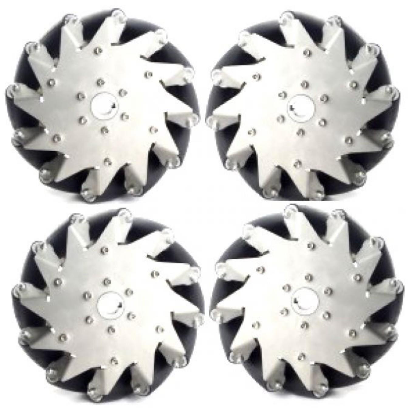 203mm Steel Mecanum Wheel w/ Rubber Rollers (2xLeft, 2xRight)