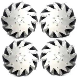 Roue Mecanum 203mm avec Rouleaux Caoutchouc (2xGauche 2xDroit)
