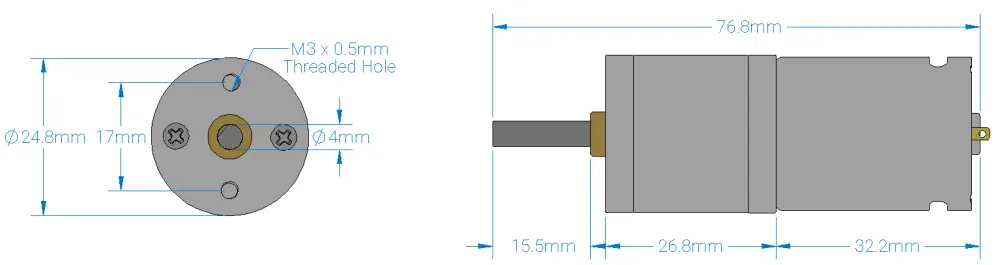 Motor DC de Engranajes Metálicos de 19 RPM OSEPP - Haga Clic para Ampliar