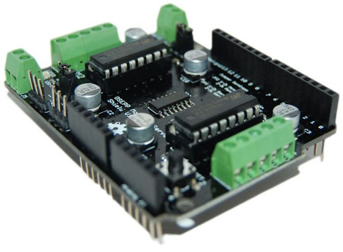 Motor and Servo Shield for Arduino- Click to Enlarge
