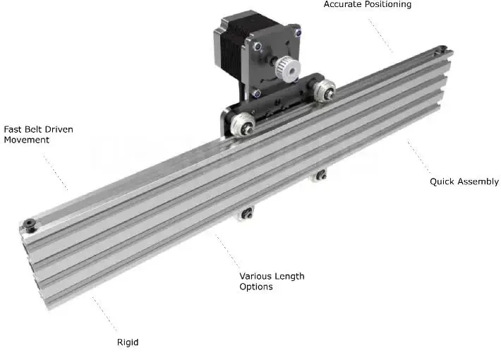 OpenBuilds NEMA 23 Belt & Pinion Actuator 500mm Black w/o Actuator - Click to Enlarge