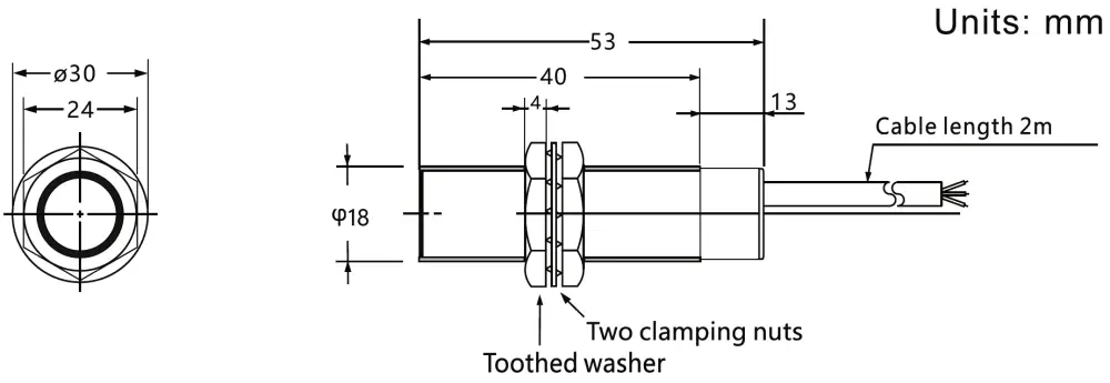 IR Beam Break Proximity Sensor - 5m - Dimensions
