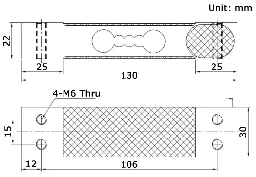 Single Point Load Cell 100kg C4 - Dimensions