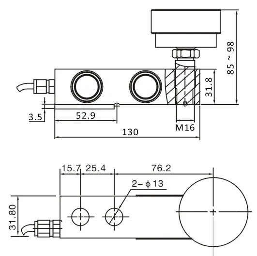 Shear Beam Load Cell 500kg C3 - Dimensions