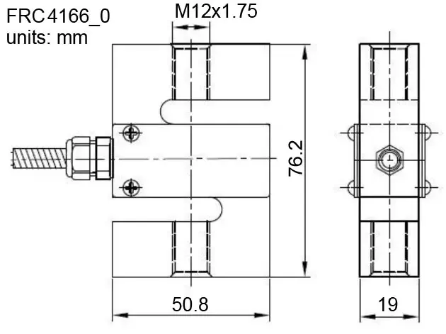 Steel S-Type Load Cell - 500kg (C3) - Dimensions