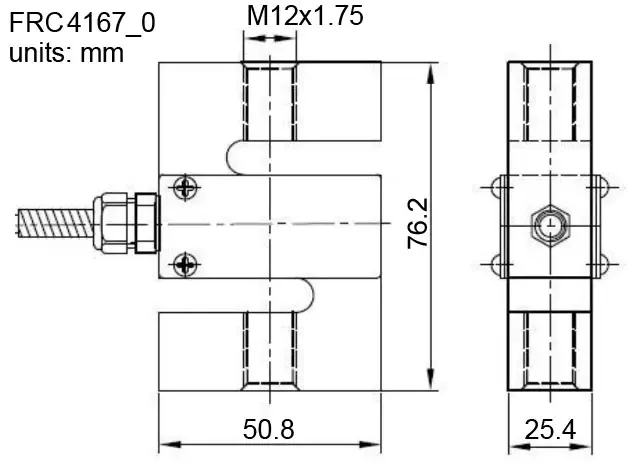 Steel S-Type Load Cell - 1000kg (C3) - Dimensions