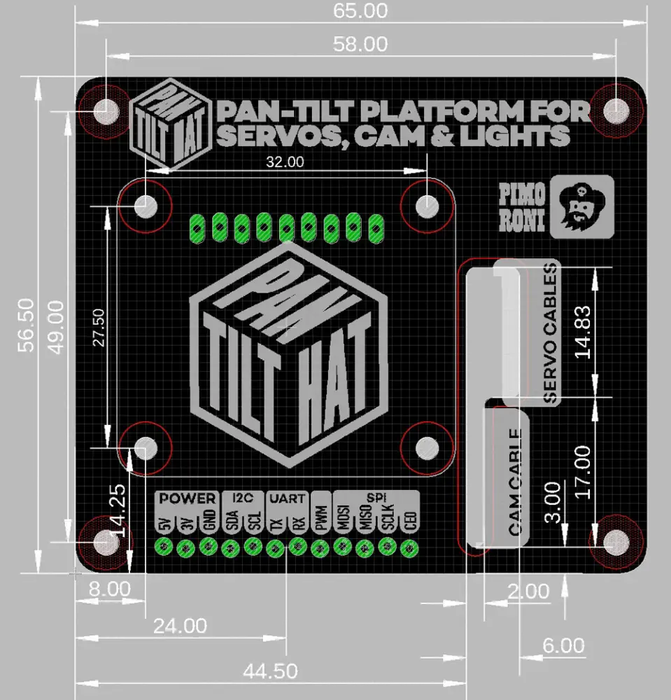 HAT Pan-Tilt sin Módulo Pan-Tilt de Pimoroni