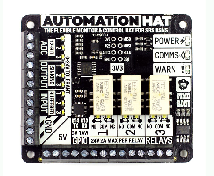Automation HAT for Raspberry Pi- Click to Enlarge