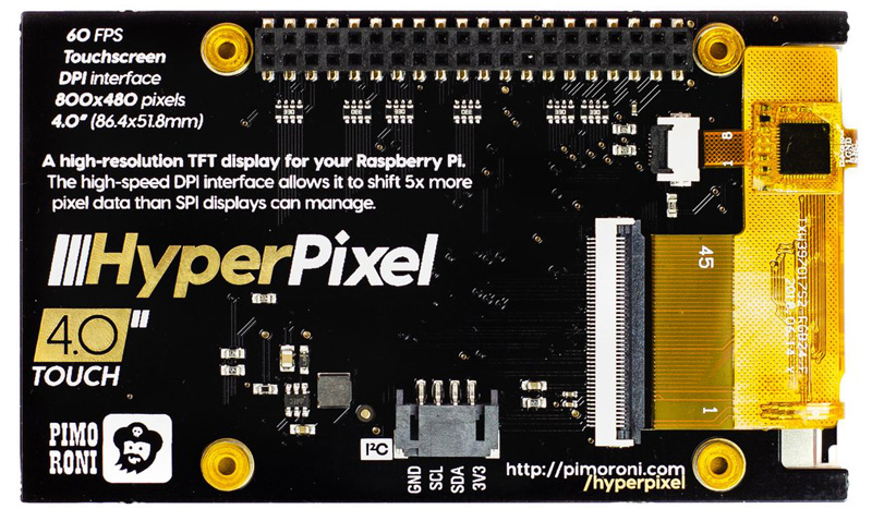 Pimoroni HyperPixel 4.0in 800 x 480 TFT Touch Display für Raspberry Pi - Zum Vergrößern klicken
