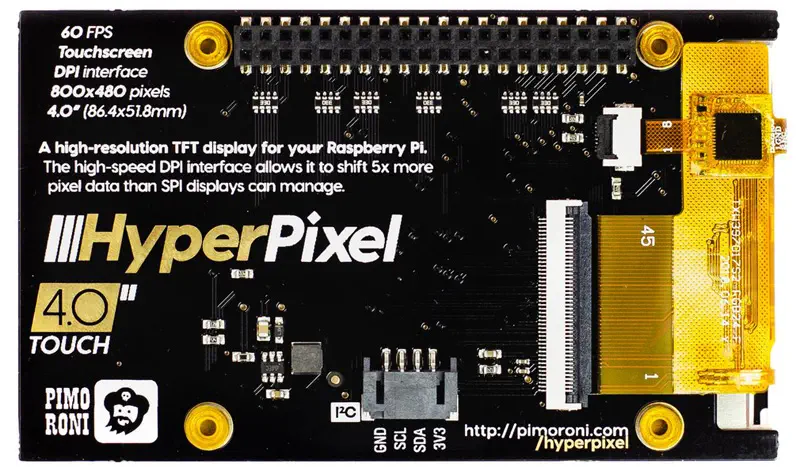 Pimoroni HyperPixel 4.0in 800x480 TFT-aanraakscherm voor Raspberry Pi - Klik om te vergroten