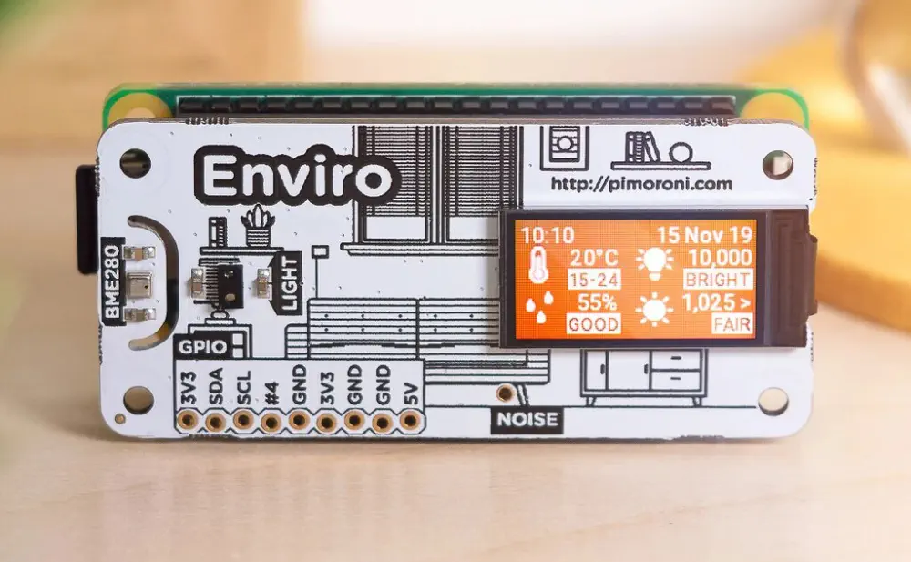 Placa de Monitoreo Ambiental Enviro para Raspberry Pi - Haga Clic para Ampliar