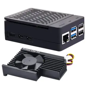 52Pi Boîtier ABS Raspberry Pi 5 avec Armor Lite V5 Cooler (US)