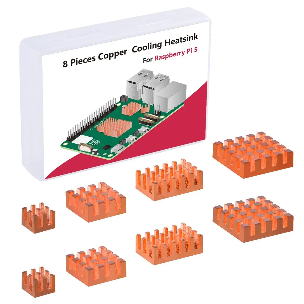 Raspberry Pi 5 Dissipateurs de chaleur en cuivre (8pcs)