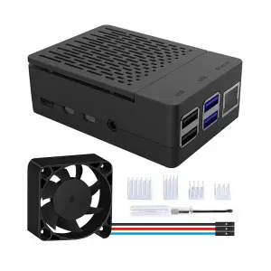 Boîtier ABS 52Pi avec Ventilateur et Radiateurs pour Raspberry Pi 4 B (Noir)