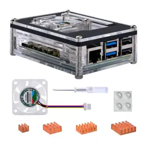 52Pi Boîtier en Acrylique 9-Couches pour Raspberry Pi 5 avec Ventilateur, Radiateur (Transparent)