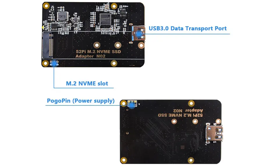 52Pi M.2 NVME SSD Adapter Board for Raspberry Pi