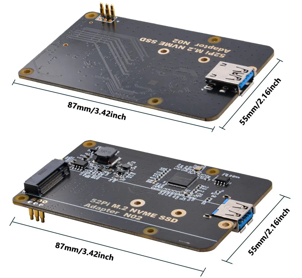 52Pi M.2 NVME SSD Adapter Board for Raspberry Pi