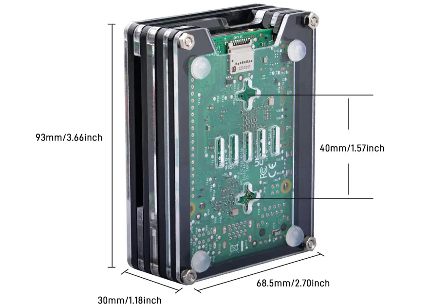 52Pi Acrylic Case Enlosure w/ 4010 Fan Heatsink for Raspberry Pi 5 (Black/White)