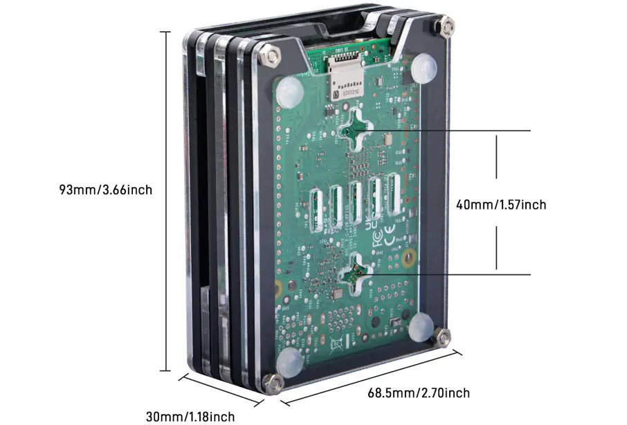 52Pi Acrylic Case w/ Official Fan Heatsink for Raspberry Pi (Black & White)