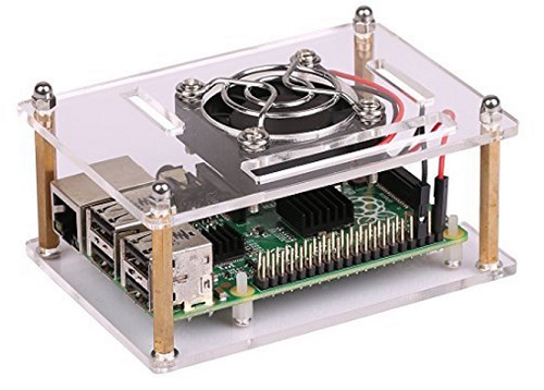 Acrylic Clear Enclosure w/ Cooling Fan for Raspberry Pi- Click to Enlarge