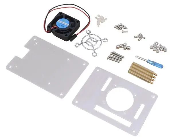 Acrylic Clear Enclosure w/ Cooling Fan for Raspberry Pi- Click to Enlarge