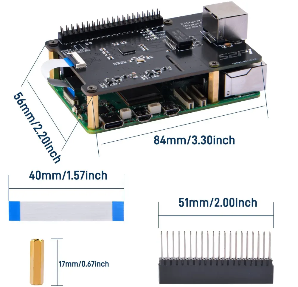 52Pi PCIe 2.5Gbps Netzwerkadapter für Raspberry Pi 5