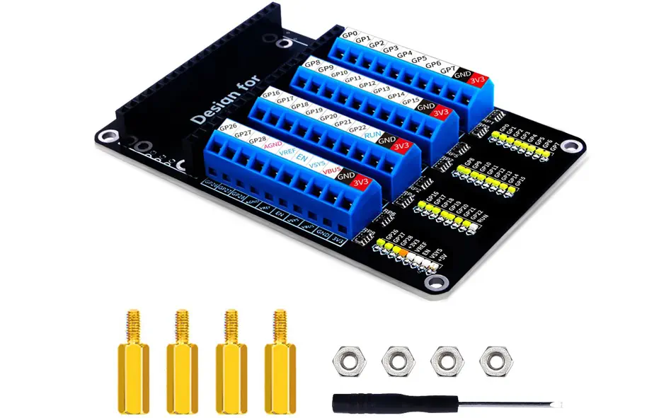 52Pi Screw Terminal Board for Raspberry Pi Pico/Pico W