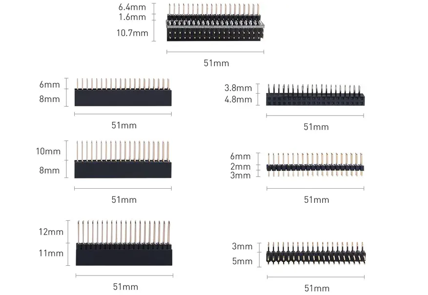 GPIO Header Connector Kit for Raspberry Pi, Tinker Board, Jetson Nano (13x)