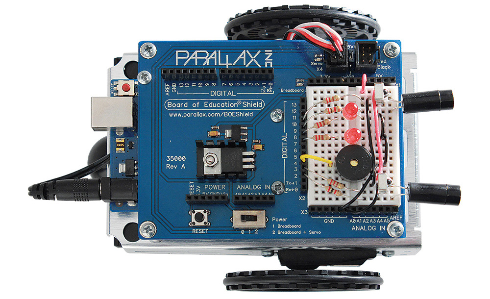 Kit para Aulas Plus de 12 Shield-Bots de Parallax c/ Arduino - Haga Clic para Ampliar