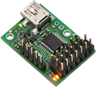 Contrôleur de Servomoteurs 6-Canal USB Micro Maestro Pololu (Assemblé)
