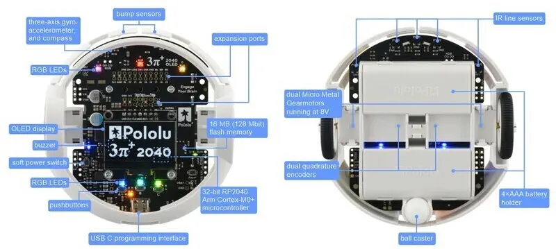 Kit de Robot 3pi+ 2040 c/ Motores HPCB 15:1 de Pololu (Kit Hiper Edición)