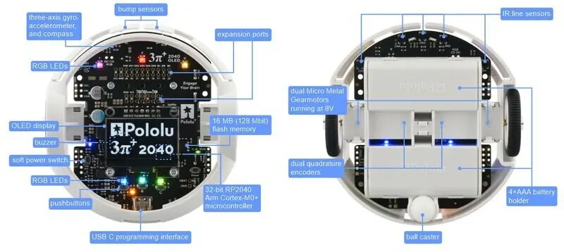 Robot 3pi+ 2040 c/ Motores HPCB 15:1 de Pololu, Ensamblado (Edición Hiper)