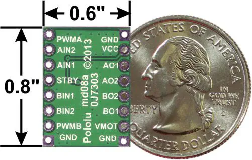 Pololu Dual DC Motor Driver 1A, 4.5V-13.5V- TB6612FNG