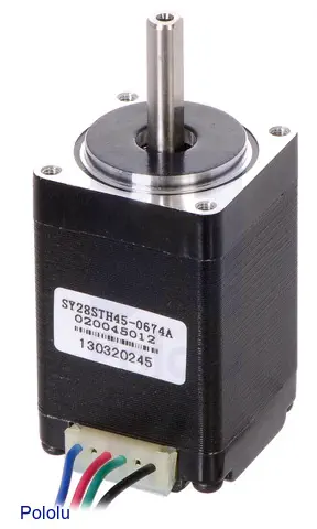 Stappenmotor: Bipolair, 200 Stappen/Omw, 28×45mm, 4.5V, 0.67 A/Fase - Onderdelen