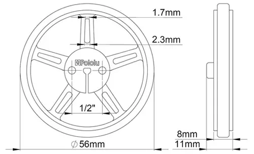 Pololu社のホイール60 × 8mm ブラック（ペア）