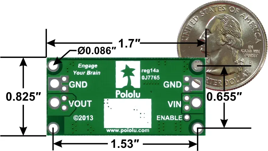Pololu Adjustable Voltage Regulator S18V20AHV - Dimensions