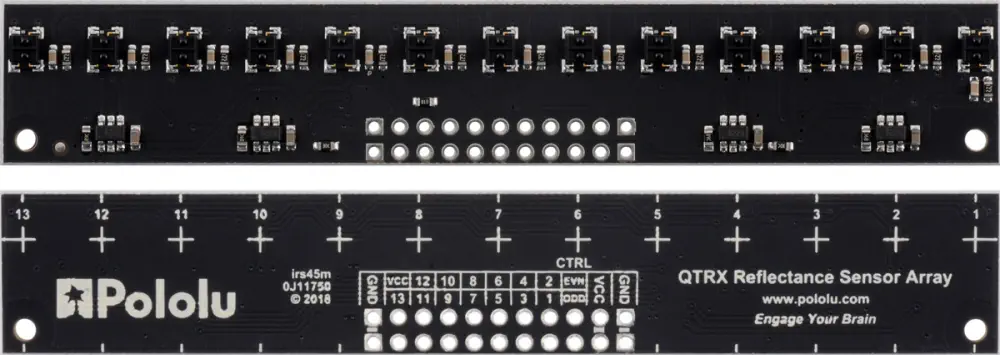 QTRX-MD-13RC Reflectance Sensor Array: 13-Channel, 8mm Pitch, RC Output - Parts