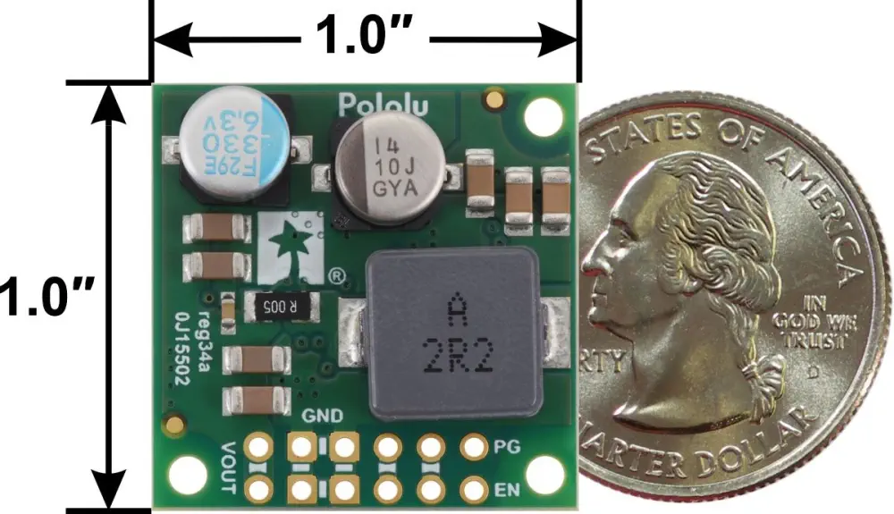 8.4V, 5A Step-Down Voltage Regulator D42V55F8 Bottom View - Dimensions