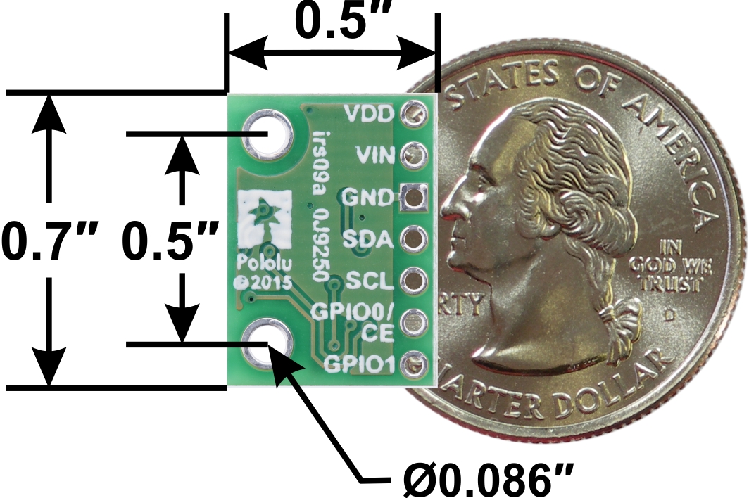 ToF Range Finder Sensor Breakout Board w/ Voltage Regulator - VL6180- Click to Enlarge