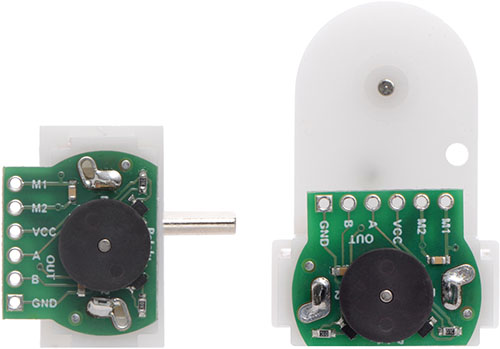 Magnetic Encoder Pair Kit for Mini Plastic Gearmotors (12 CPR, 2.7-18V)- Click to Enlarge