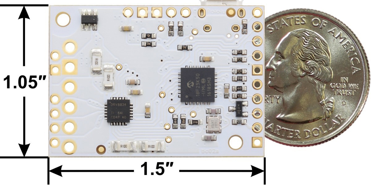 T834 USB Multi-Interface 2.5-10.8V, 1.5A Stepper Motor Controller (Soldered)- Click to Enlarge