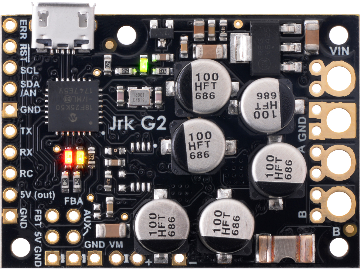 Pololu Jrk G2 21A 6.5-40V USB Motor Controller with Feedback- Click to Enlarge