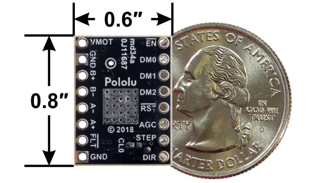 TB67S249FTG Stepper Motor Driver Compact Carrier (Header Pins Soldered)