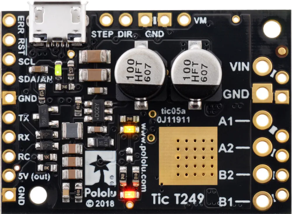 Tic T249 USB Multi-Interface Stepper Motor Controller (Soldered)- Click to Enlarge