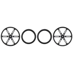 Paire de roues Pololu pour cannelures servo standard (25 dents, 5,8 mm) 70 x 8 mm (noir)