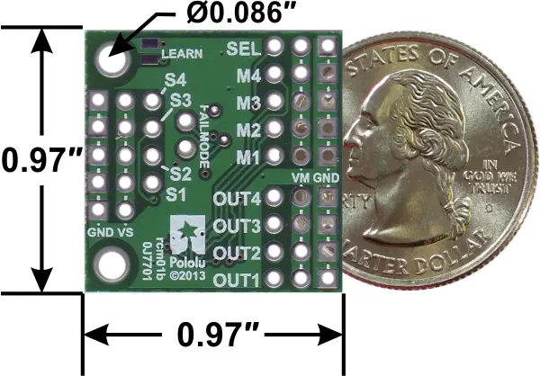 Servo Multiplexor RC de 4 Canales Pololu (Ensamblado) - Haga Clic para Ampliar