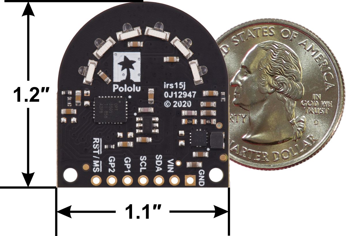 3-Channel Wide FOV Time-of-Flight Distance Sensor OPT3101 (No Headers) - Click to Enlarge